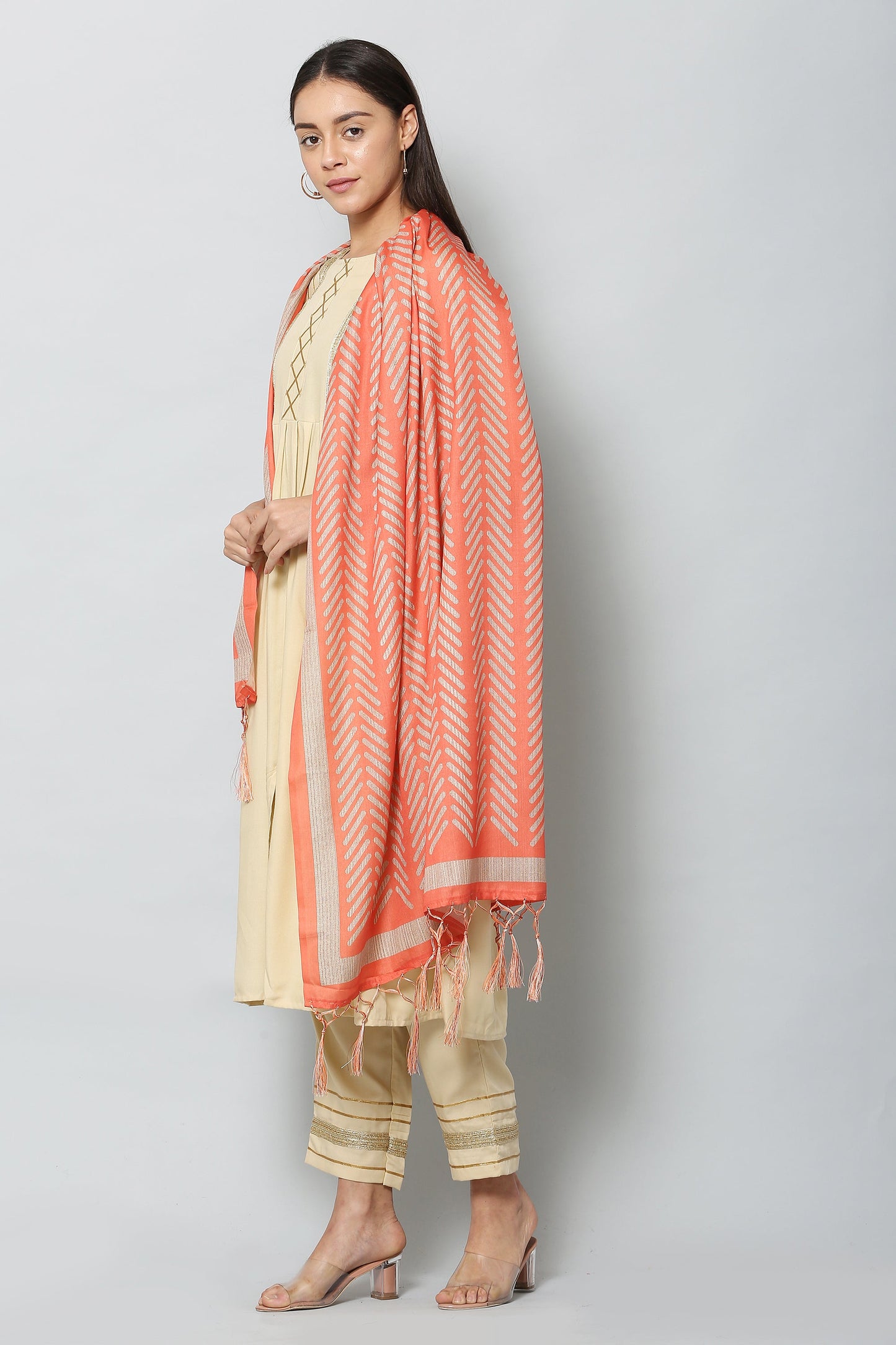 Women's Orange Color Art Silk Digital Printed Dupatta