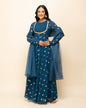 Women's Teal blue Georgette Anarkali Kurta With dupatta