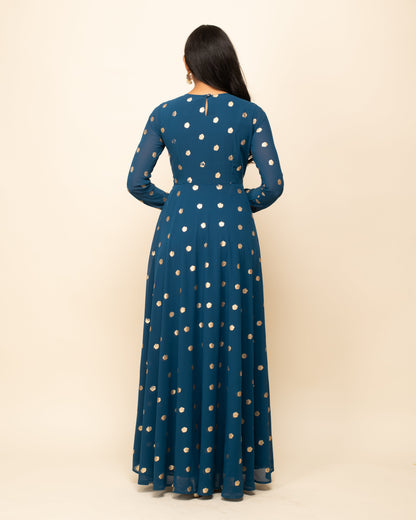 Women's Teal blue Georgette Anarkali Kurta With dupatta