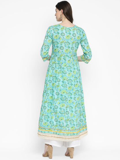 Women's Light Blue Anarkali Cotton Kurta By Vbuyz (