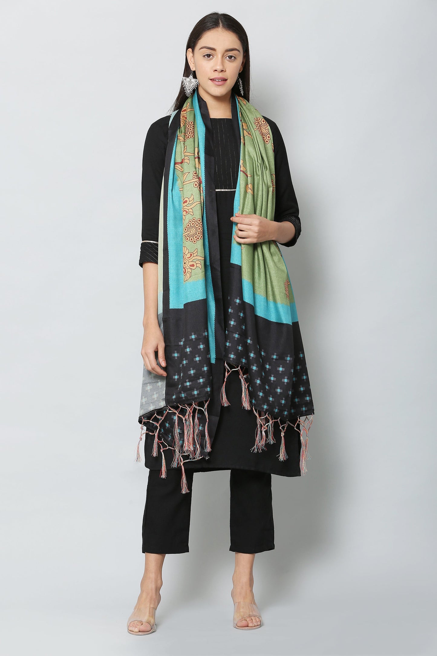 Women's Green & Black Color Art Silk Digital Printed Dupatta