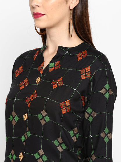 Women's Black Rayon Kurta By Vbu
