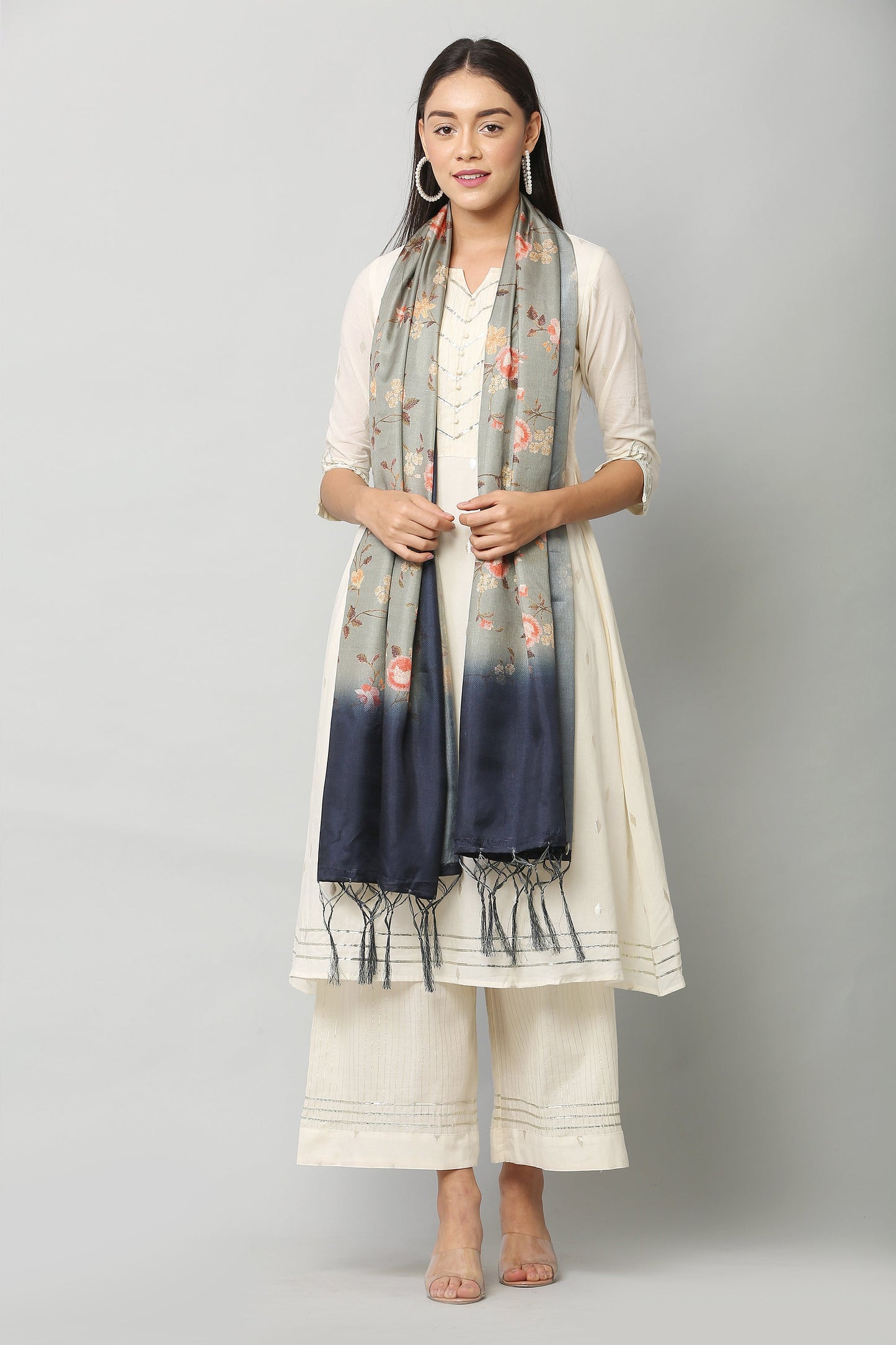 Women's Green & Blue Color Art Silk Digital Printed Dupatta