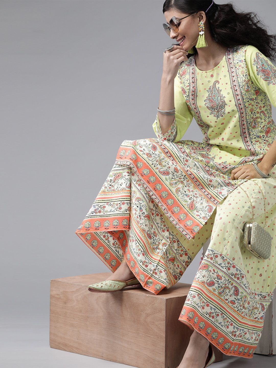 Women's Floral Printed Straight Kurta Palazzo Set