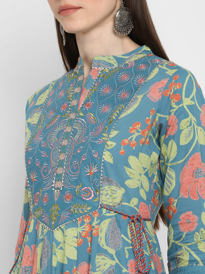 Women's Turquoise Blue Anarkali Kurta By Vbuyz (