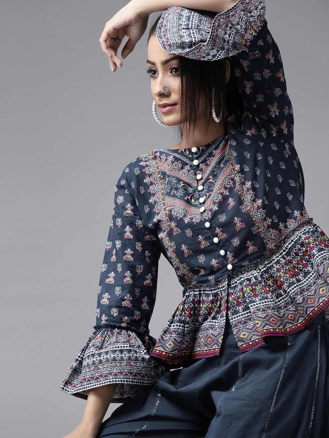 Women's Floral Printed Crop-Top Palazzo Set
