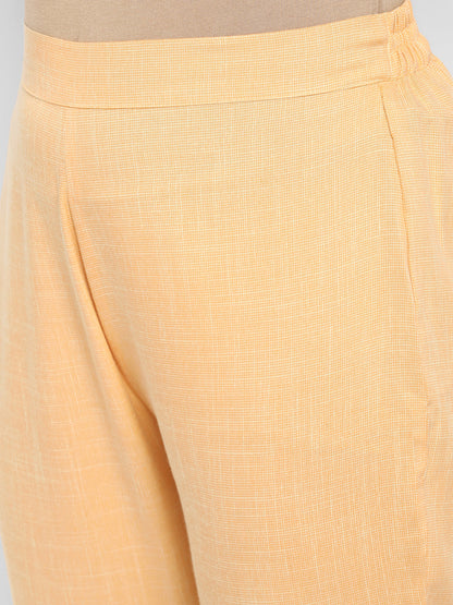 Women's Peach Color Viscose Blend Floral A-Line Self Design Kurta Pant Set