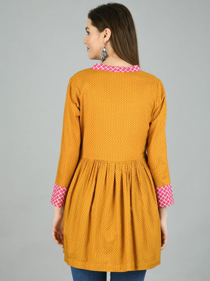 Women's Mustrd Cotton Printed Full Sleeve V Neck Casual Shrug