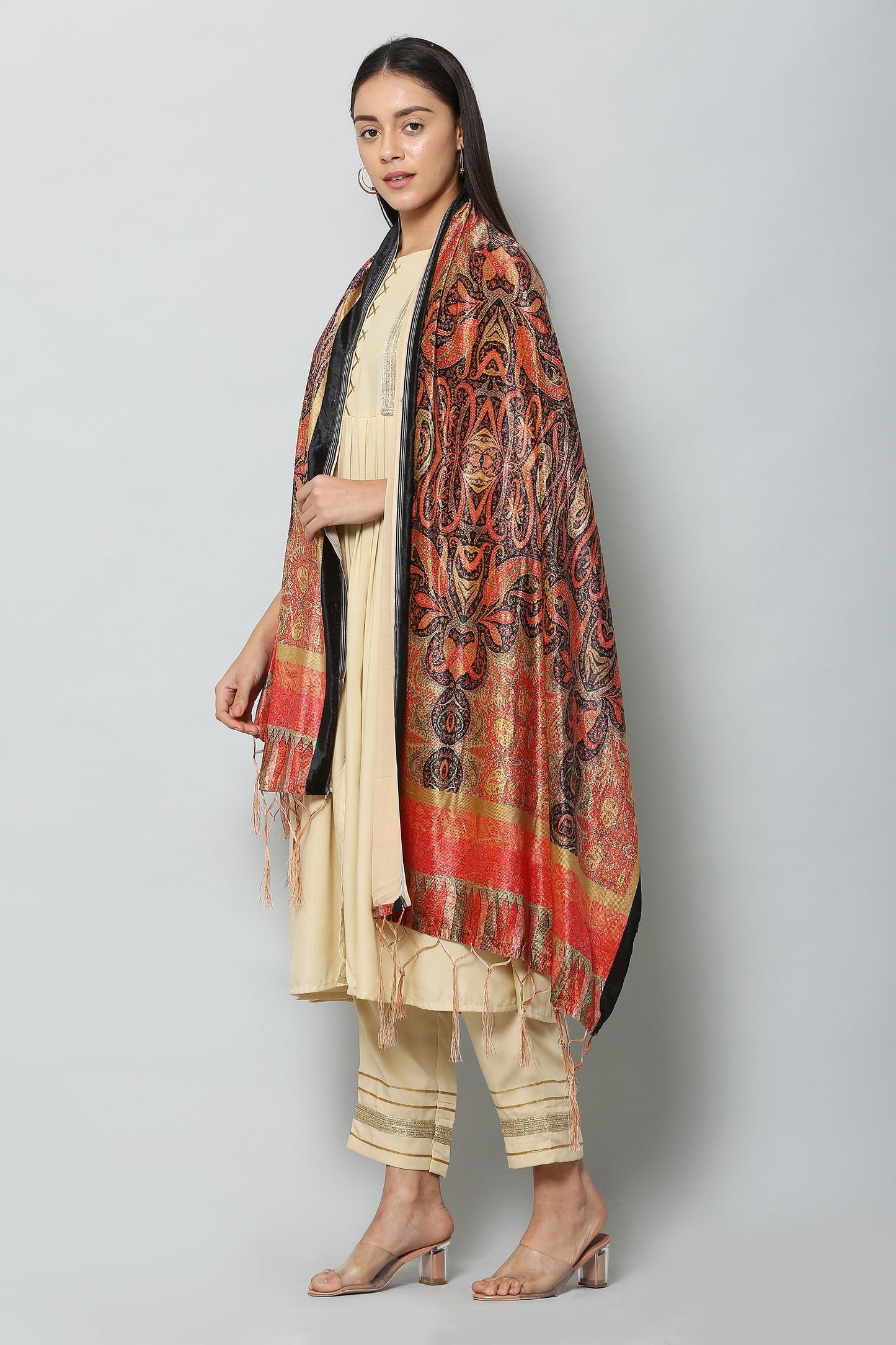 Women's Multicolored Polyster Velvet  Digital Printed Dupatta