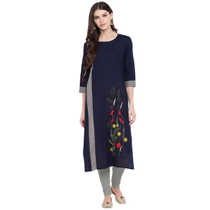 Women's Blue & Grey Kurta By Vbuyz- (