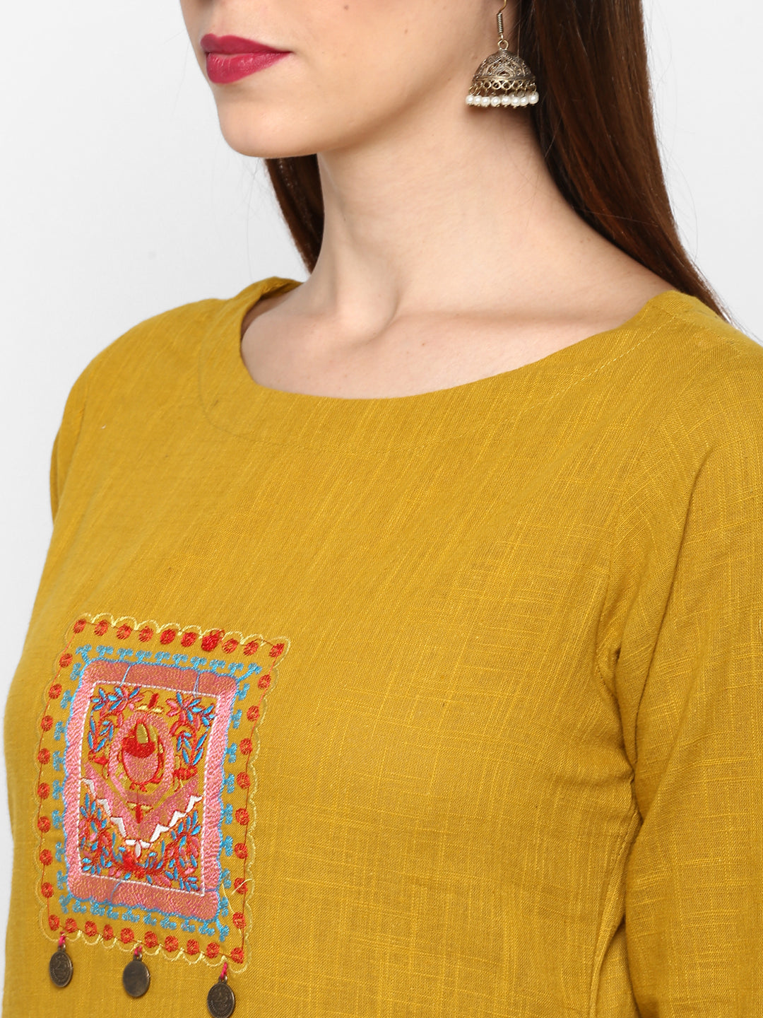 Women's Mustard Yellow Cotton Kurta By Vbu