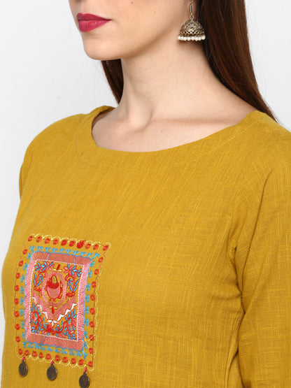 Women's Mustard Yellow Cotton Kurta By Vbu
