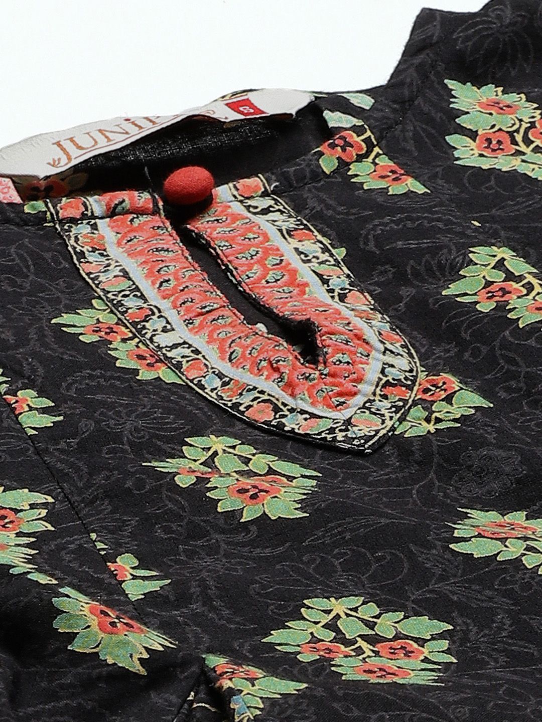 Women's Floral Print Tunic Sharara Set With Mask