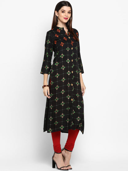 Women's Black Rayon Kurta By Vbu