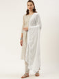 Women's Chiku Color Chanderi Silk Straight Embroidered Kurta Pant With Dupatta