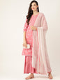 Women's Pink Color Rayon Blend Printed Straight Kurta Sharara With Dupatta