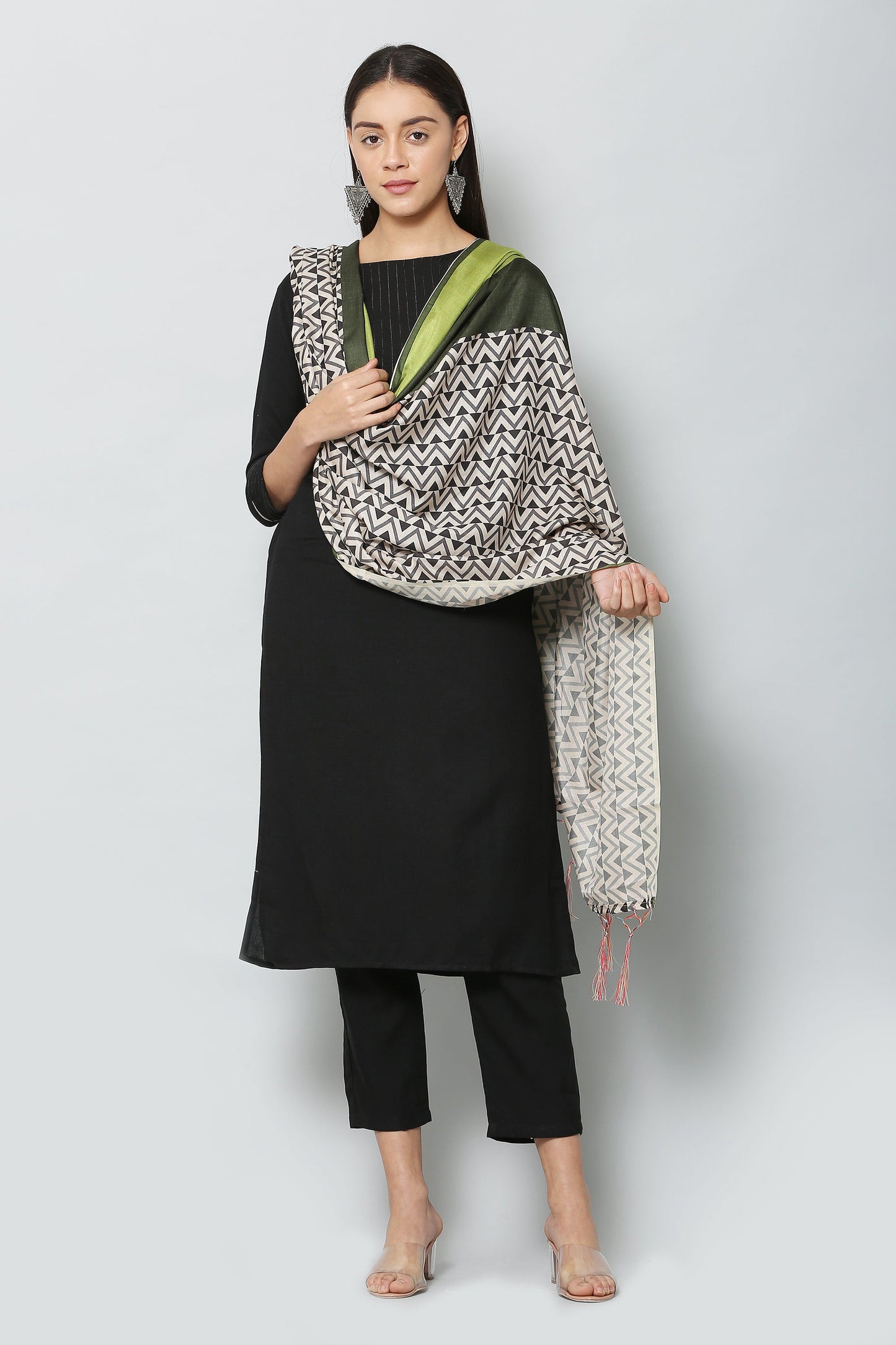 Women's Black Color Art Silk Digital Printed Dupatta