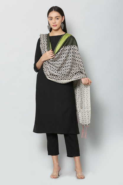 Women's Black Color Art Silk Digital Printed Dupatta