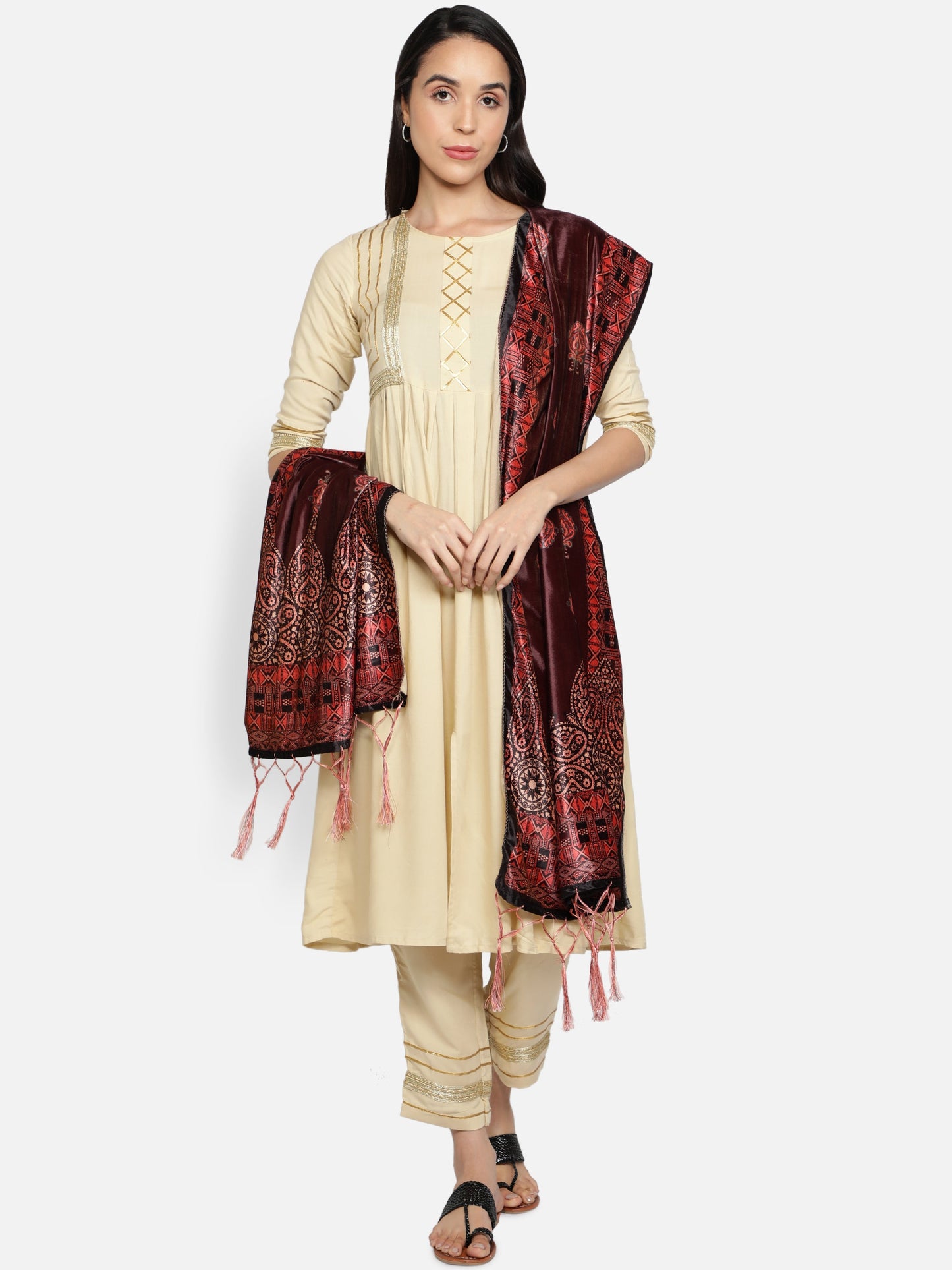 Women's Multicolored Polyster Velvet  Digital Printed Dupatta