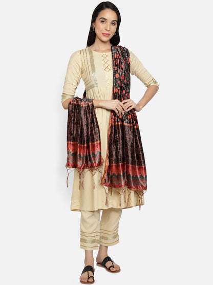 Women's Multicolored Polyster Velvet  Digital Printed Dupatta