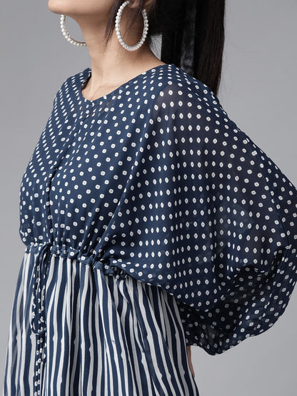 Women's Polka Print High-Low Tunic