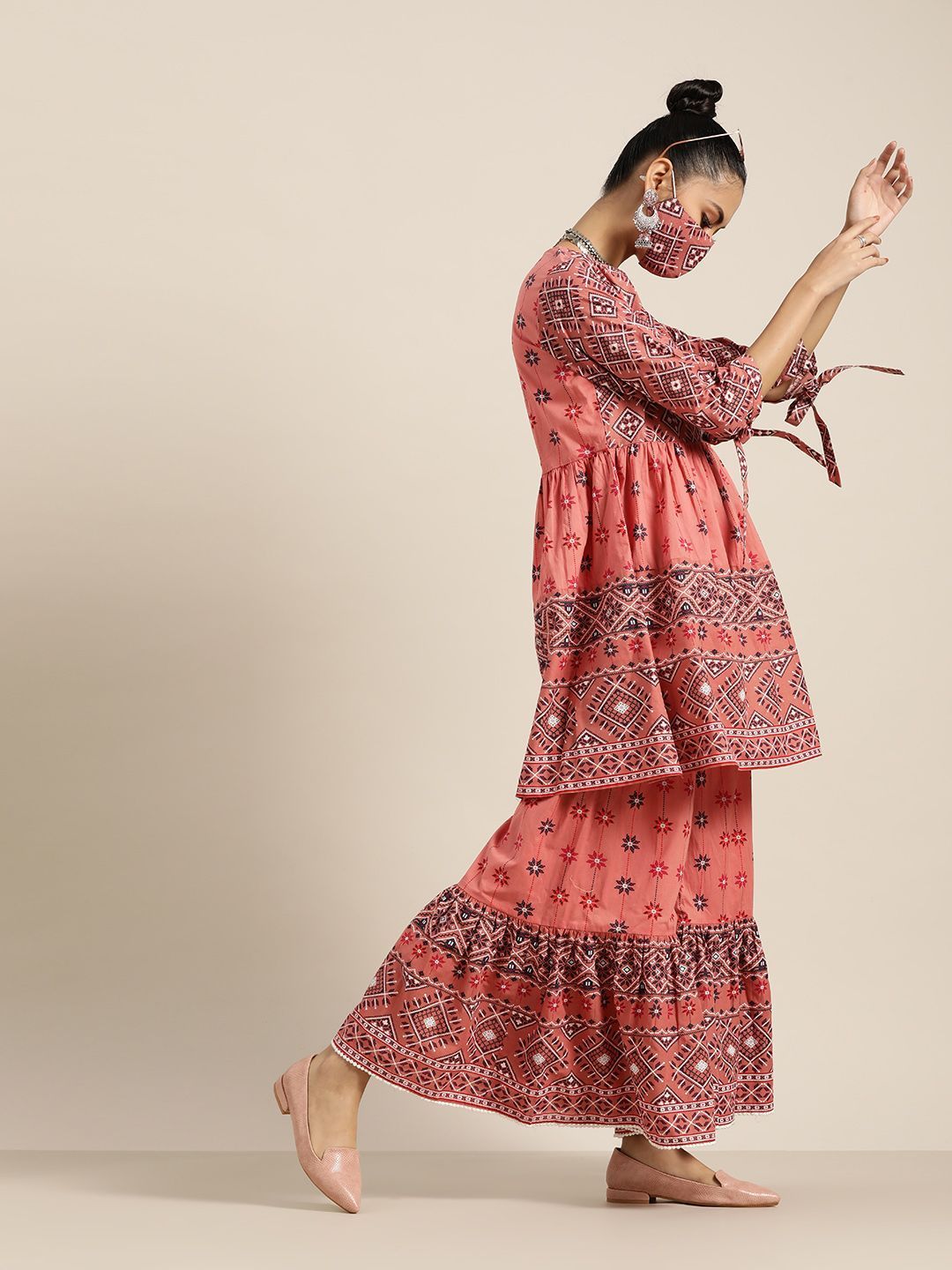 Women's Printed Flared Tunic Sharara Set