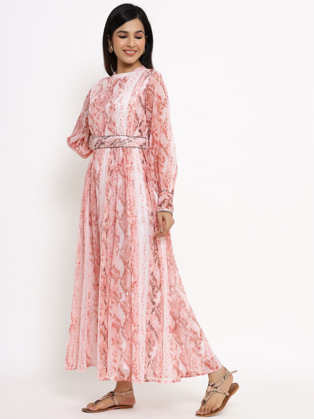 Women's Flared Printed Dress With Tie-up Blet2