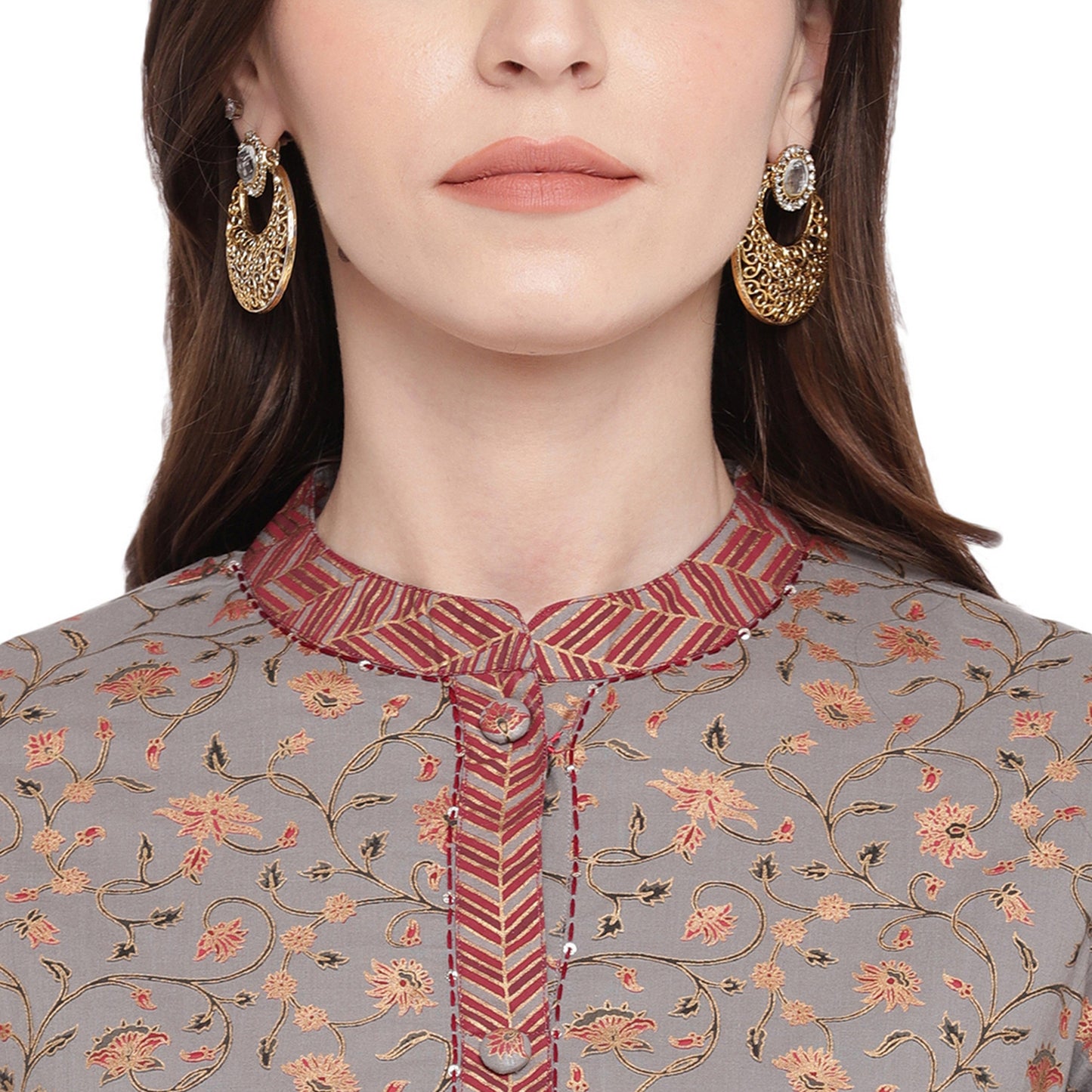 Women's Grey Kurta & Palazzo With Dupatta By Vbuyz- (3