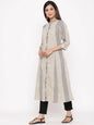 Buy_Women's_Beige_Cotton_Dobby_Self_Design_A-Line_Kurta_Online_Trendia