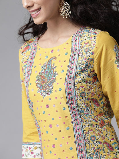 Women's Floral Printed Straight Kurta Palazzo Set