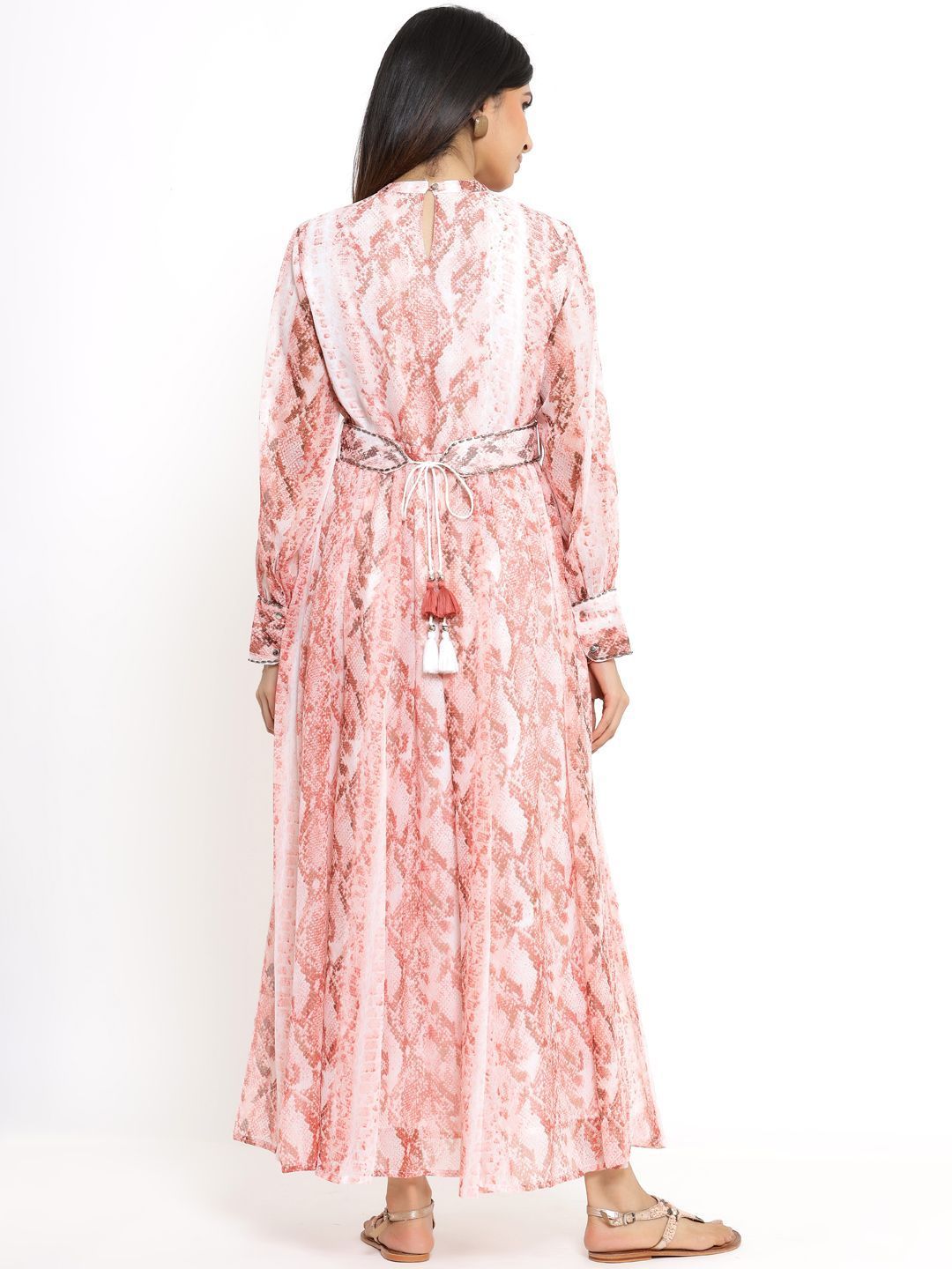 Women's Flared Printed Dress With Tie-up Blet2
