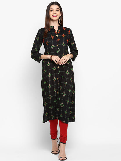 Women's Black Rayon Kurta By Vbu