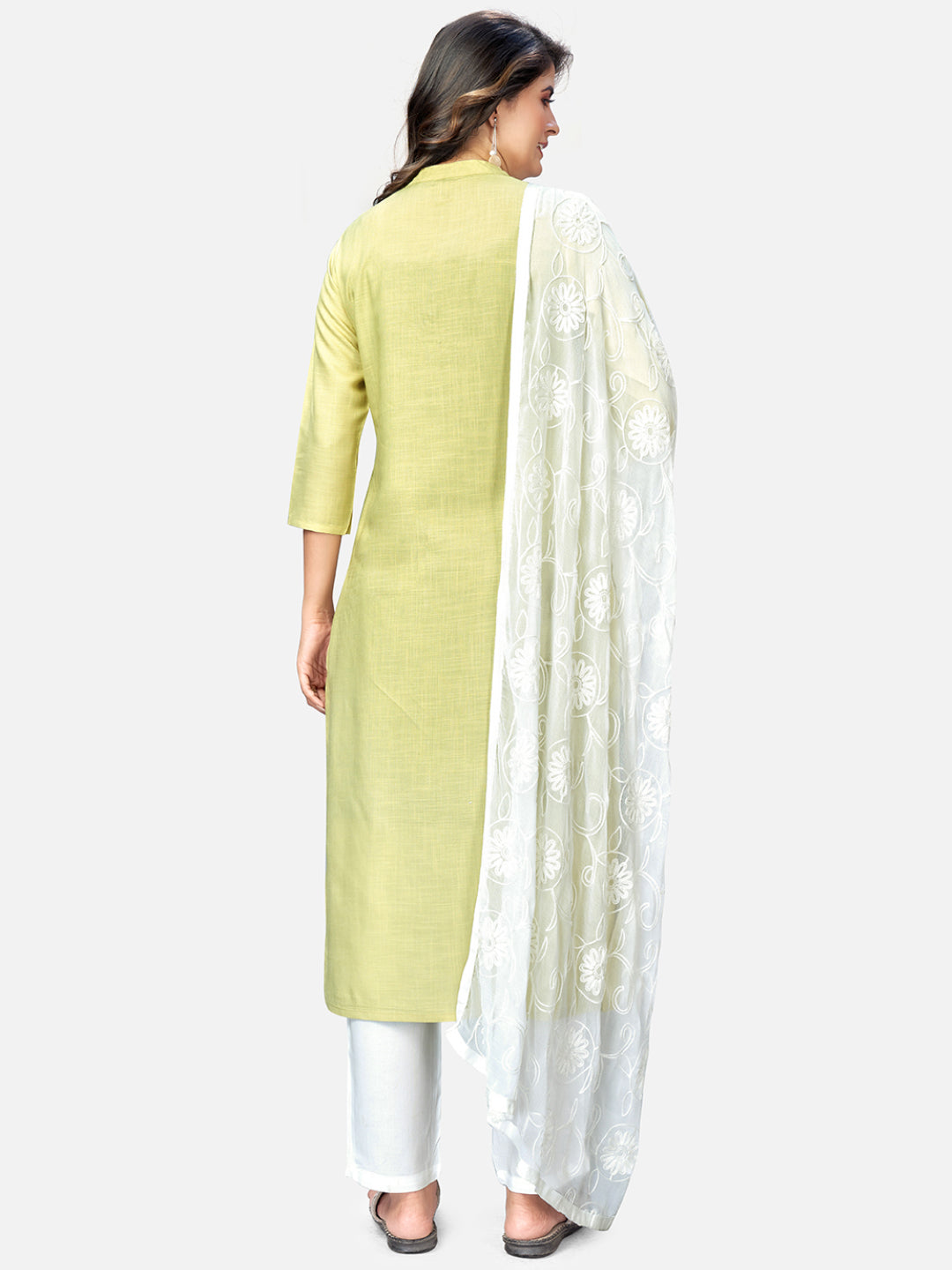 Women's Lime Green Kurta With Pant & Dupatta By Vbuyz (3