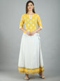 Women's Yellow Cotton Printed 3/4 Sleeve Round Neck Casual Lehenga Choli Set