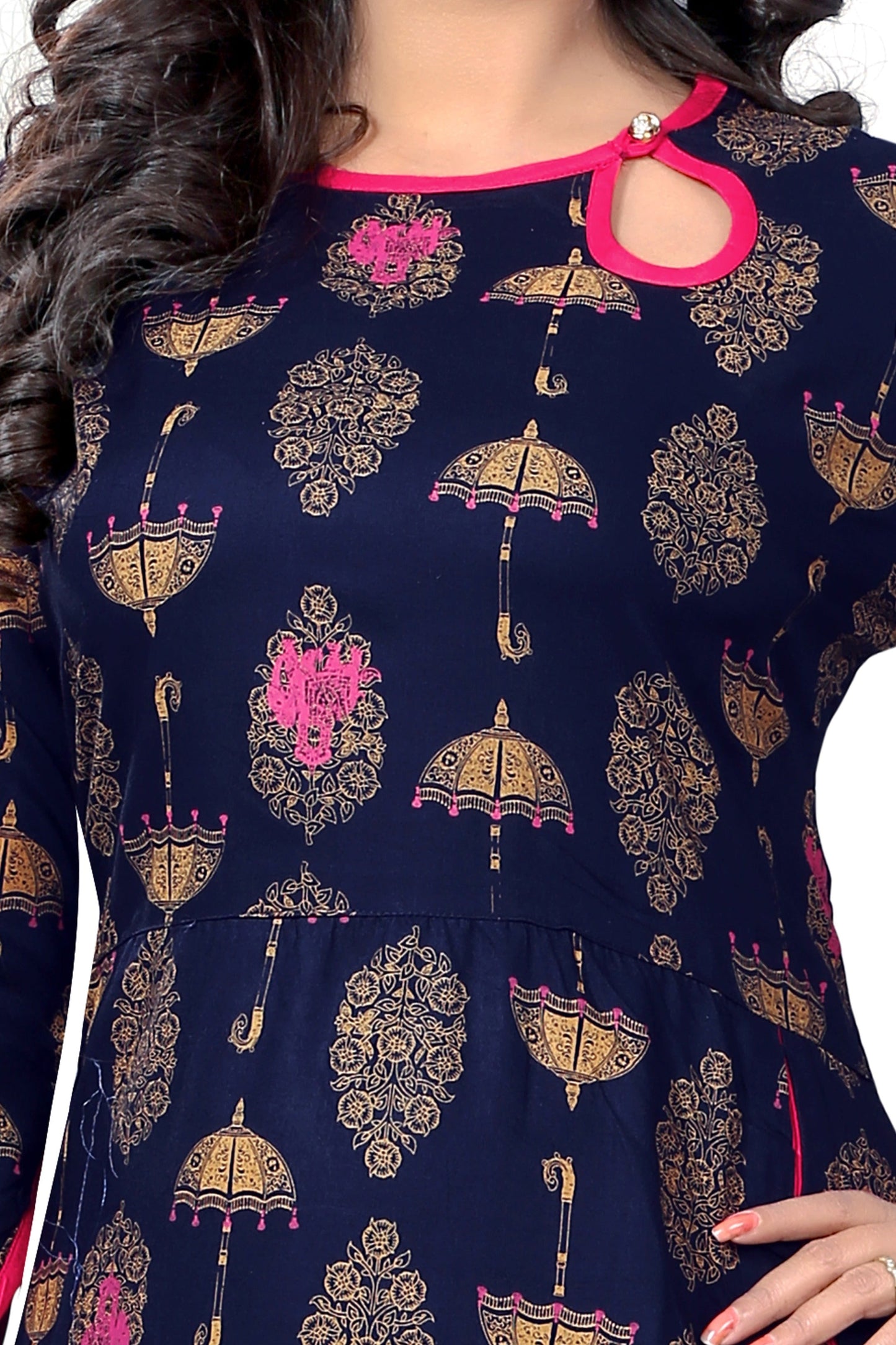 Women's Blue Rayon Kurta By Vbu
