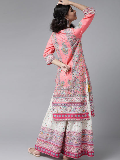 Women's Floral Printed Straight Kurta Palazzo Set