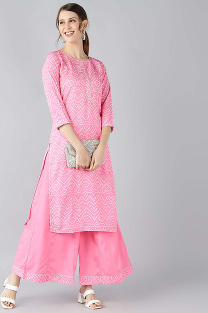 Women's Polyester Printed Kurta Palazzo Set