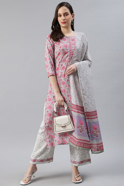 Women's Polyester Printed Kurta Pant Dupatta Set