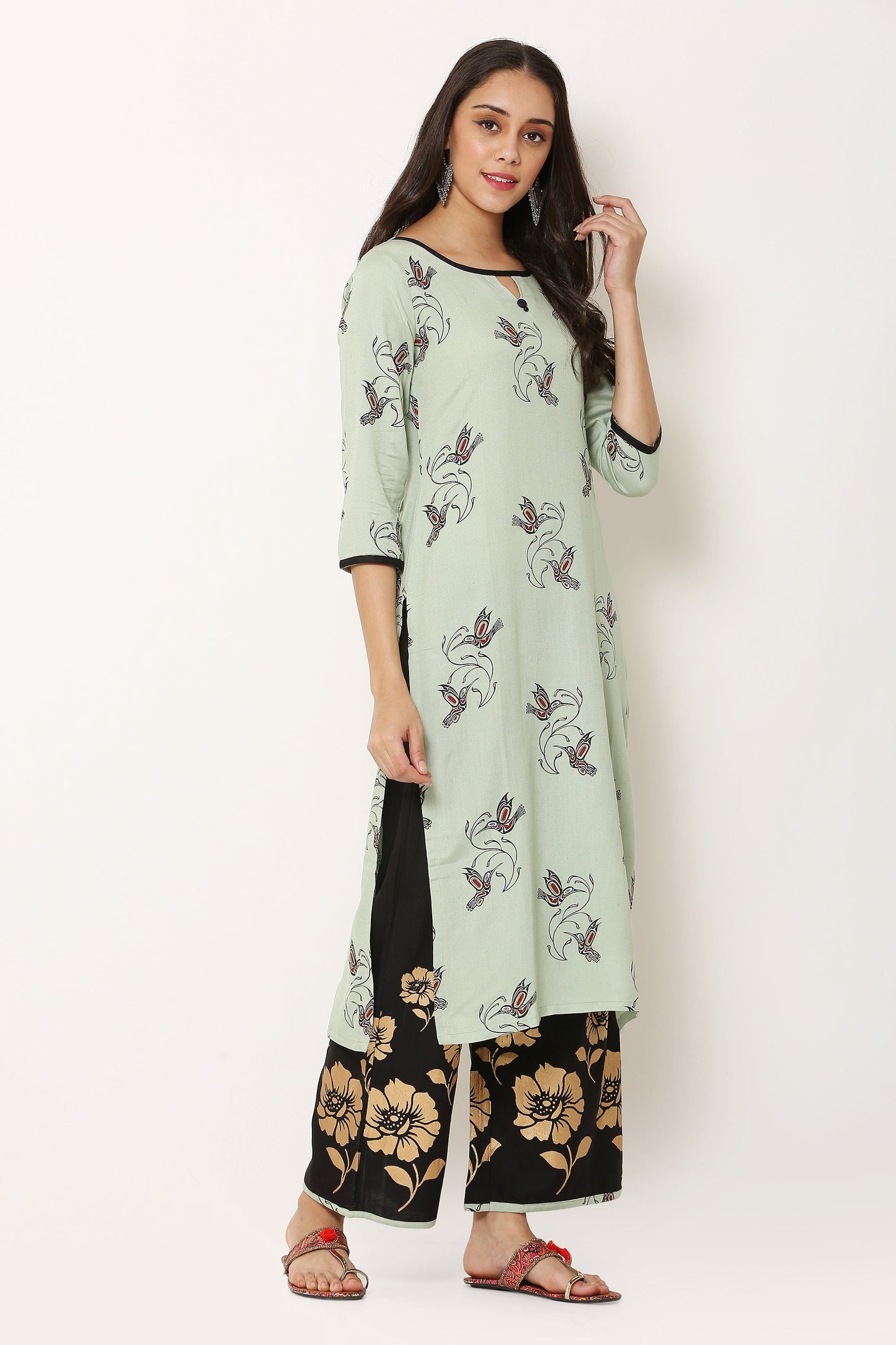 Women's Viscose Rayon Kurta And Palazzo Set