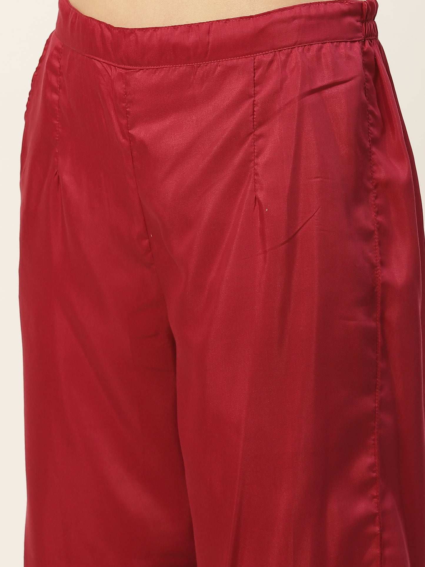 Women's Satin Kurta And Palazzo With Dupatta Set