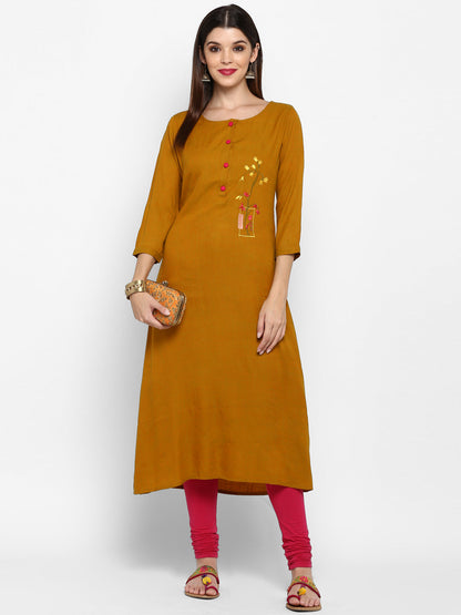 Women's Mehendi Green Flared Kurta By Vbuyz-(