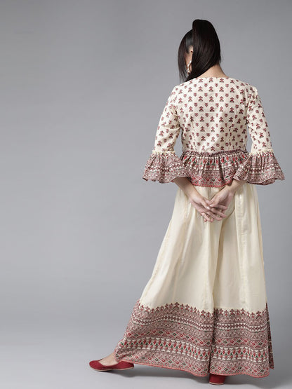 Women's Floral Printed Crop-Top Palazzo Set