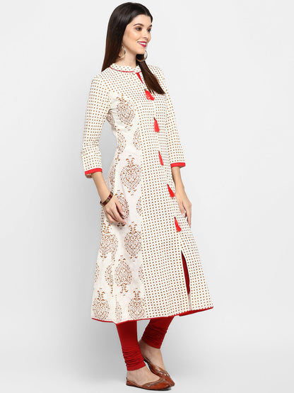 Women's Off-White A-Line Kurta By Vbuyz- (
