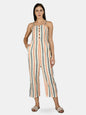 Women's Multi Cotton Printed Sleeveless Strep/Square Neck Casual Anarkali kurta