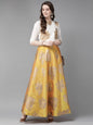 Buy_Women's_Mustard_Taffeta_Silk_Foil_Print_Lehenga_Choli_Set_Online_Trendia