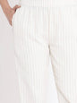 Women's Natural Cotton Flex Striped Straight Pant With Scrunchie
