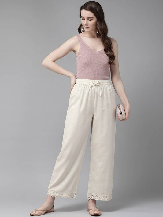 Buy_Women's_Offwhite_Rayon_Flex_Solid_Wide_Leg_Palazzo_Online_Trendia