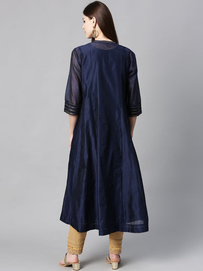 Women's Chanderi Embellished Jacket Style 2 Piece Kurta