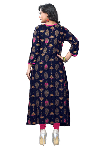 Women's Blue Color Rayon A-Line Kurta Only
