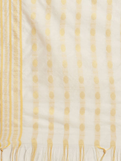 Women's Offwhite Chanderi Woven Dupatta2